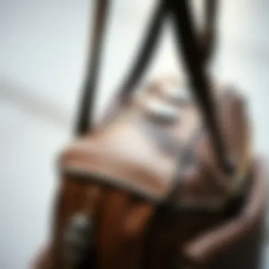 Intricate Detailing on Crossbody Bag A close-up of the intricate detailing on a crossbody bag, highlighting the materials used