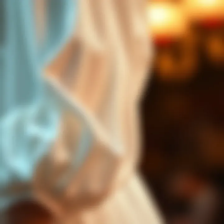 Intricate Fabric Details of the White Lantern Sleeve Dress Close-up of the intricate fabric detailing of a white lantern sleeve dress