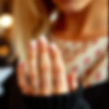 Stylish display of applied French manicure nail strips