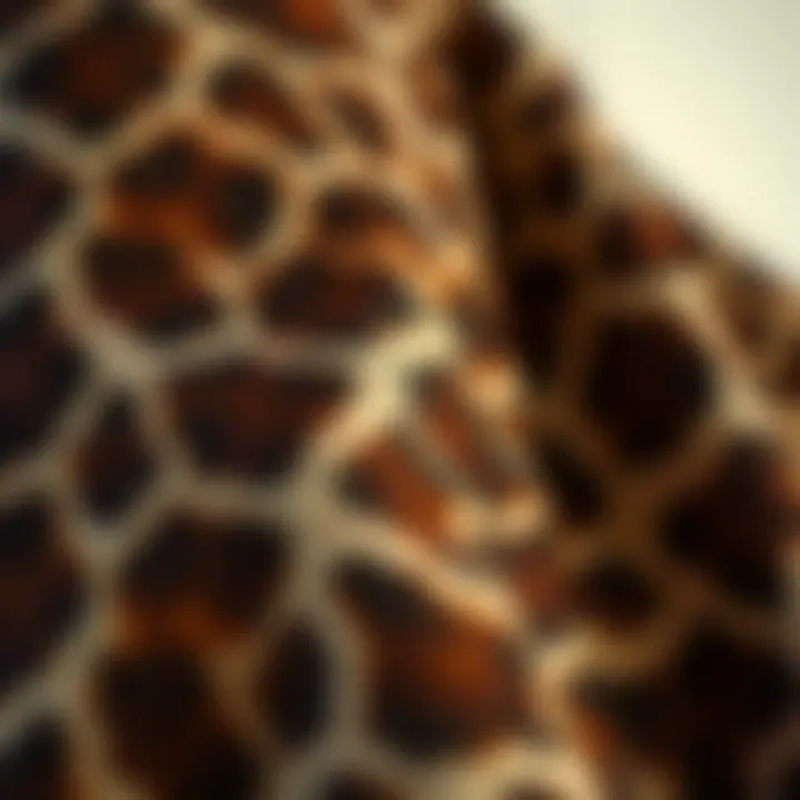 Close-up of giraffe print fabric with intricate details