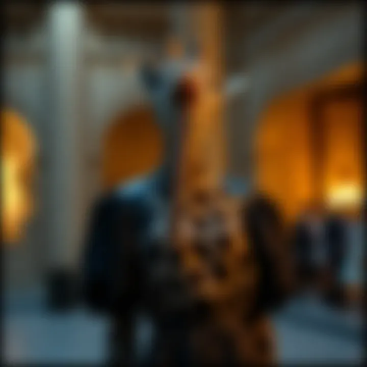 Fashionable look featuring a giraffe dress styled for an event