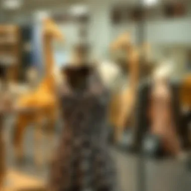 Stylishly accessorized giraffe dress on a mannequin