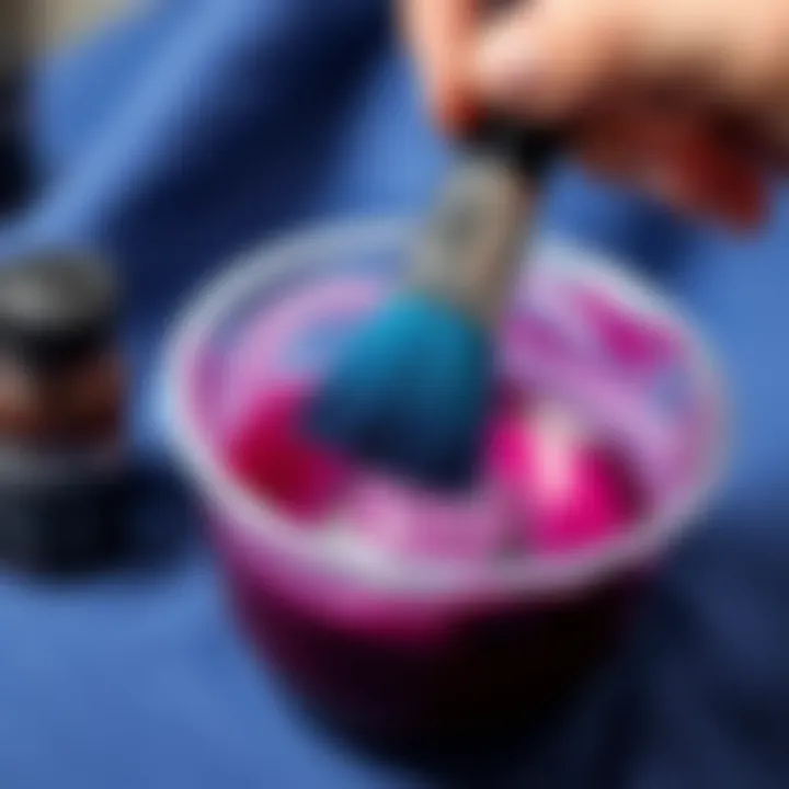 Precision in Dye Application Techniques Close-up of dye application technique