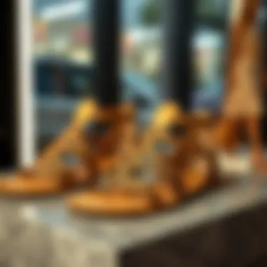 Elegant leopard gladiator sandals on display