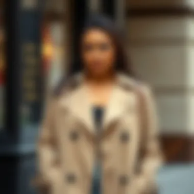 Stylish woman confidently wearing a long trench coat