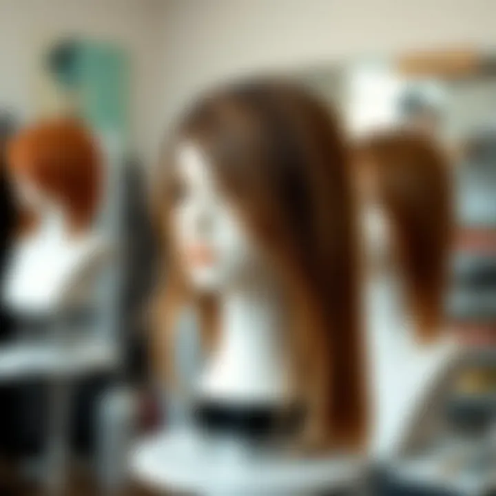 Versatile Styling Techniques for Ombre Pre-Stretched Hair Different styles and techniques of styling ombre pre-stretched hair displayed on a mannequin.