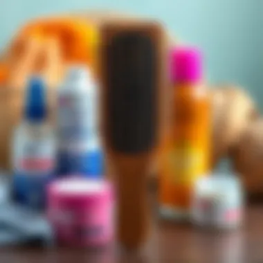 Maintenance Essentials for Paddle Brushes A well-maintained paddle brush alongside hair care products, emphasizing maintenance tips.