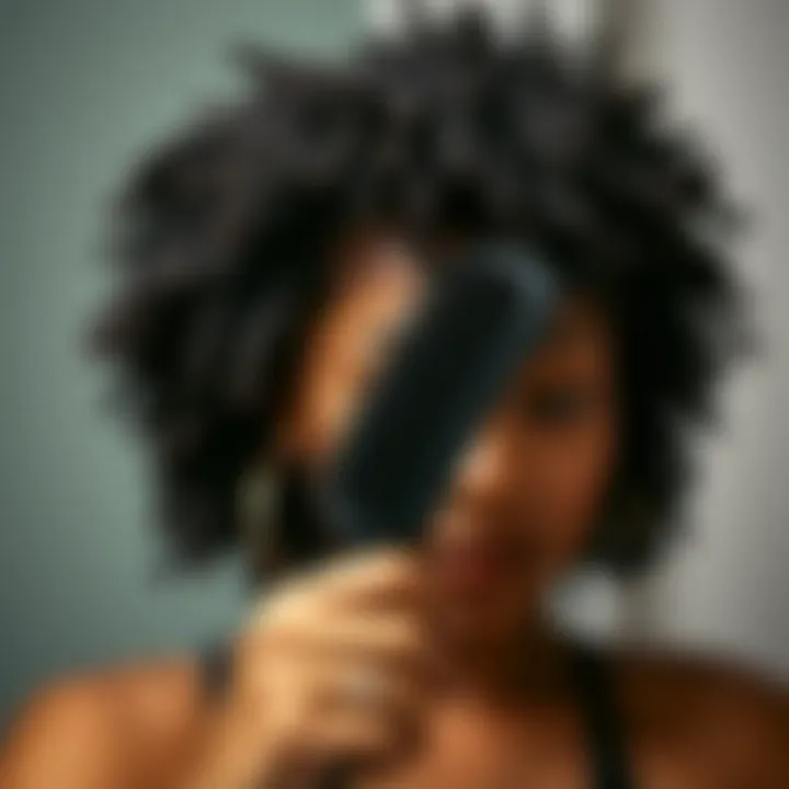 Effective Grooming with Paddle Brushes A person using a paddle brush on textured hair, illustrating effective grooming techniques.