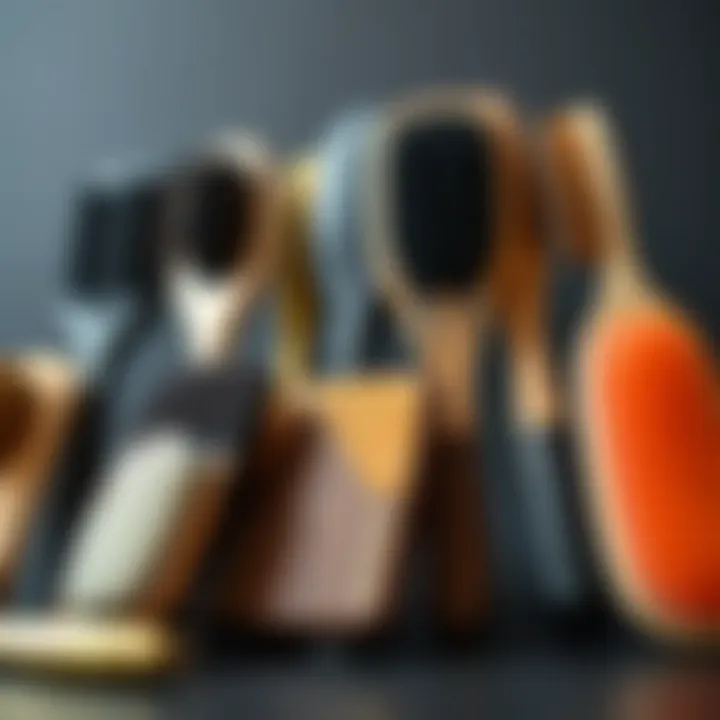 Variety of Paddle Brushes for Diverse Needs An array of paddle brushes differing in size and material, highlighting their features.