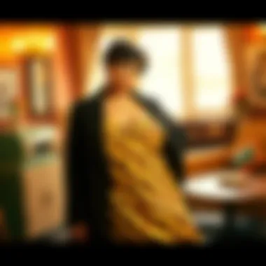 Fashionable plus size model posing in a vintage setting from the 1960s