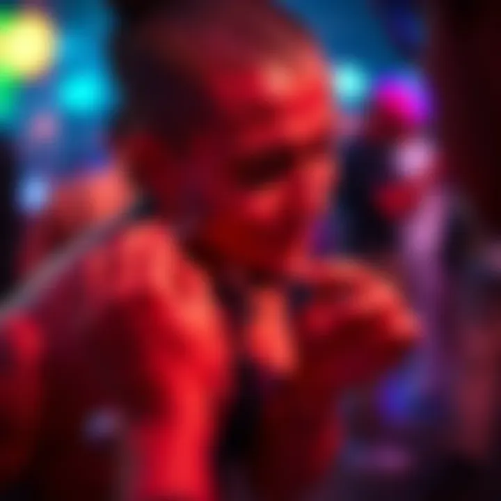 Close-up of a person applying a body sticker at a rave festival