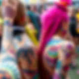 A dazzling array of colorful rave body stickers showcasing intricate designs