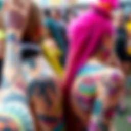 A dazzling array of colorful rave body stickers showcasing intricate designs