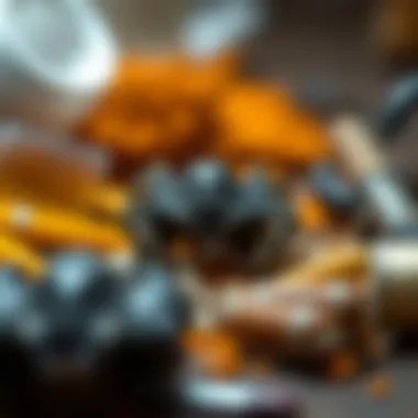 Close-up view of materials used in crafting scorpion rings