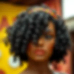 Vibrant short curly headband wig showcasing unique texture