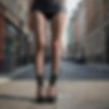 Street Style Inspiration with Fishnet Leggings Street style photography featuring a model in short fishnet leggings.