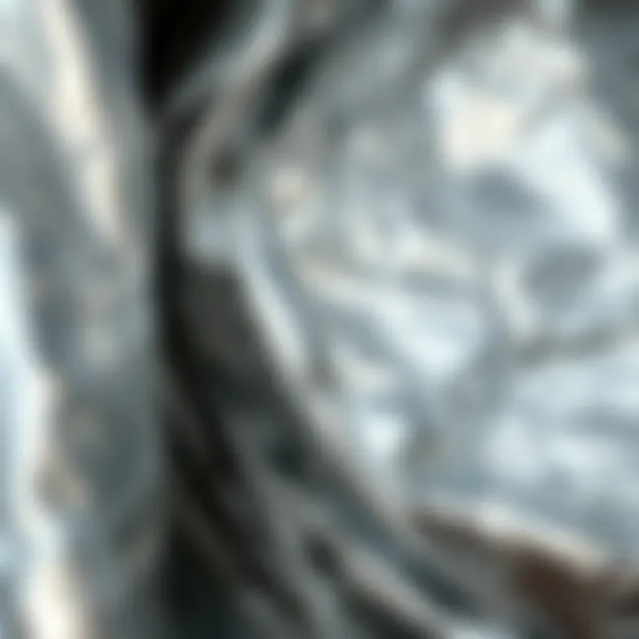 Textures and Materials of Silver Leaf Creations A close-up of the materials used in silver leaf costumes, highlighting texture and shine.