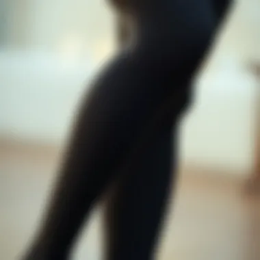 Examples of various materials used in single leg tights