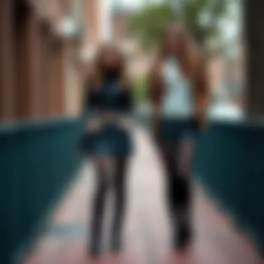 Fashionable outfit combinations featuring single leg tights