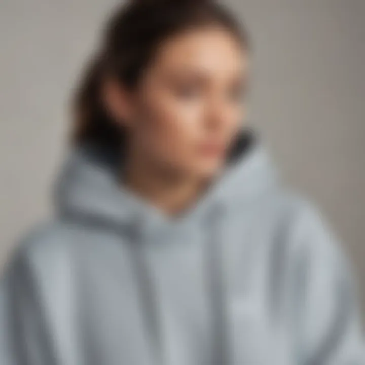 Close-up of unique design features on a drop shoulder hoodie