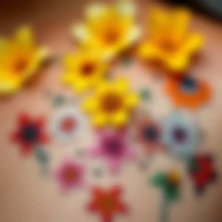 Colorful temporary tattoos showcasing various flowers