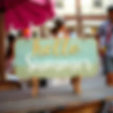 Personalized Touch with 'Hello Summer' Sign at Beach Event Personalized 'Hello Summer' sign displayed at a beach-themed event