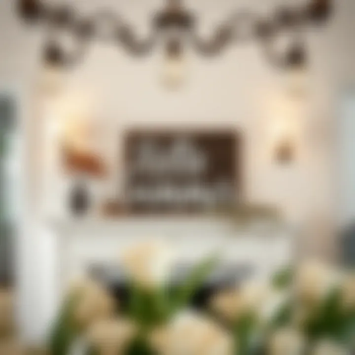 Indoor Elegance with 'Hello Summer' Sign on Mantel Elegant indoor display featuring 'Hello Summer' wood signage on a mantel