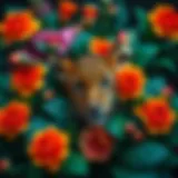 A vibrant leopard print floral design