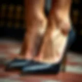 Elegant black snakeskin heels showcasing intricate texture