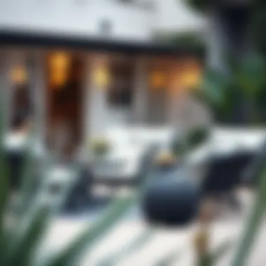 Trendy Lounge Set Outdoors Trendy lounge set displayed in a chic outdoor environment