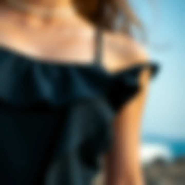 Close-up of fabric texture and design details of a tankini