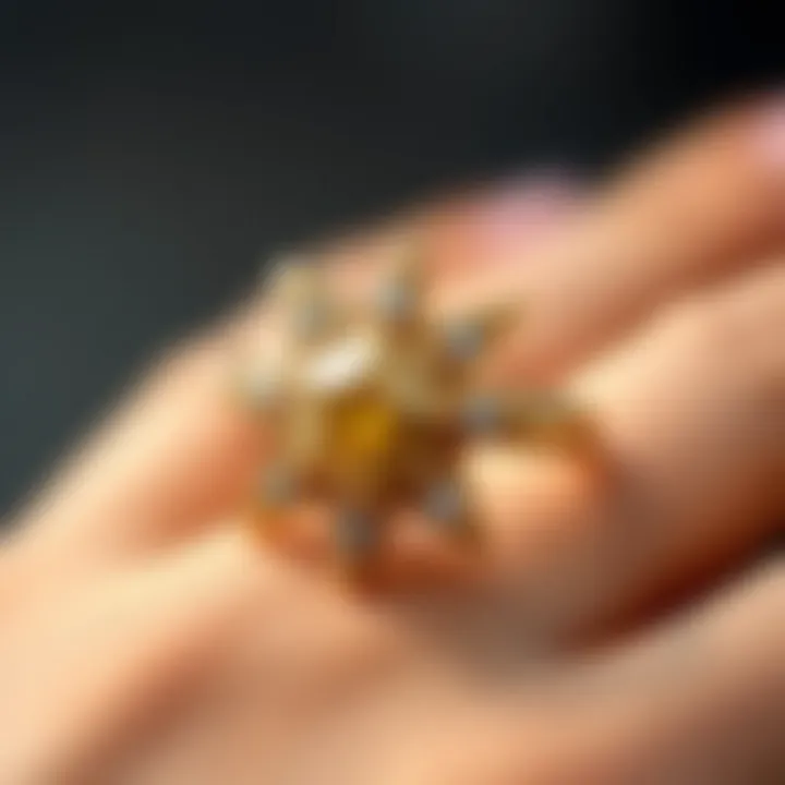 Close-up of a star-shaped ring highlighting its unique features