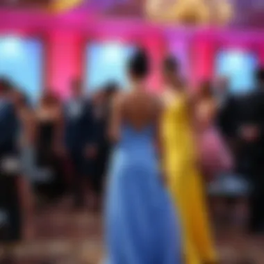 Formal event with two-coloured dresses