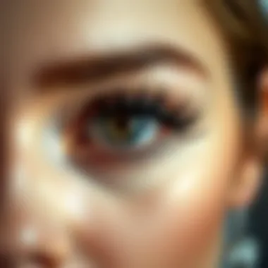 Close-up of Short Natural False Eyelashes An elegant close-up of short natural false eyelashes enhancing the eye's beauty