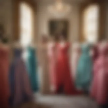 Variety of fancy dresses displayed in an elegant setting