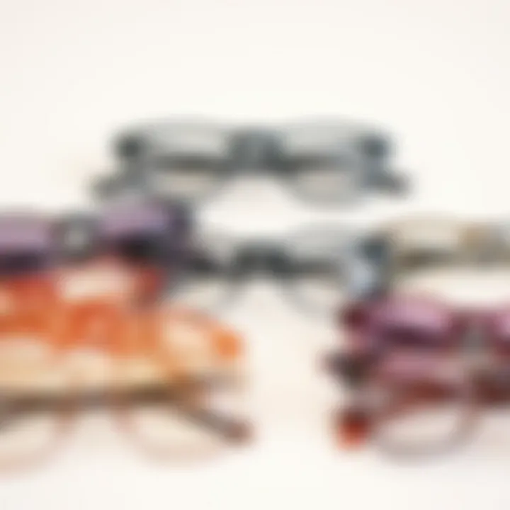 Various Styles of Cute Girly Glasses A stylish arrangement of various cute girly glasses on a trendy surface