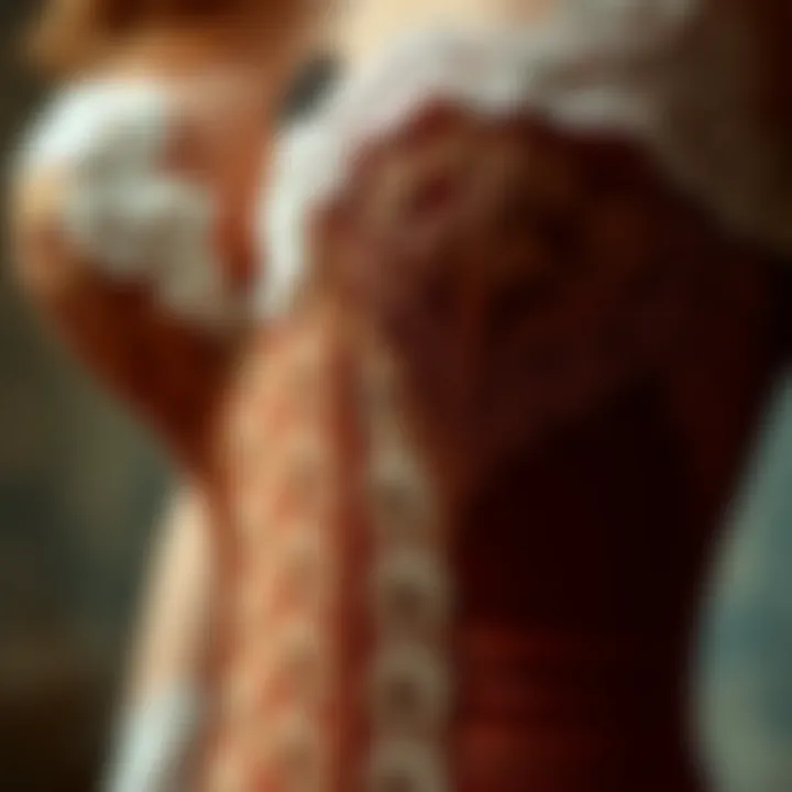 Intricate details of a corset bodycon dress showcasing lace and stitching