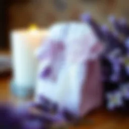 Elegant small lavender gift bag adorned with delicate lace