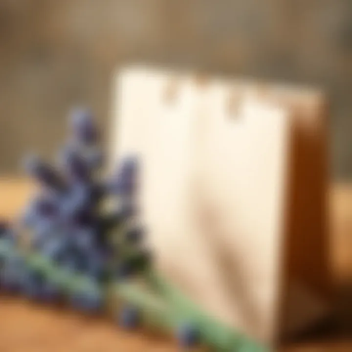 Lavender Flowers Complementing Gift Bag Close-up of lavender flowers placed next to a gift bag
