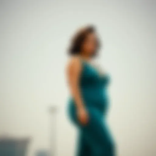 Elegant teal jumpsuit on a model showcasing the silhouette