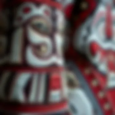 Artistic Representation of Totemic Symbols An artistic representation of totem symbols woven into fabric, illustrating cultural heritage