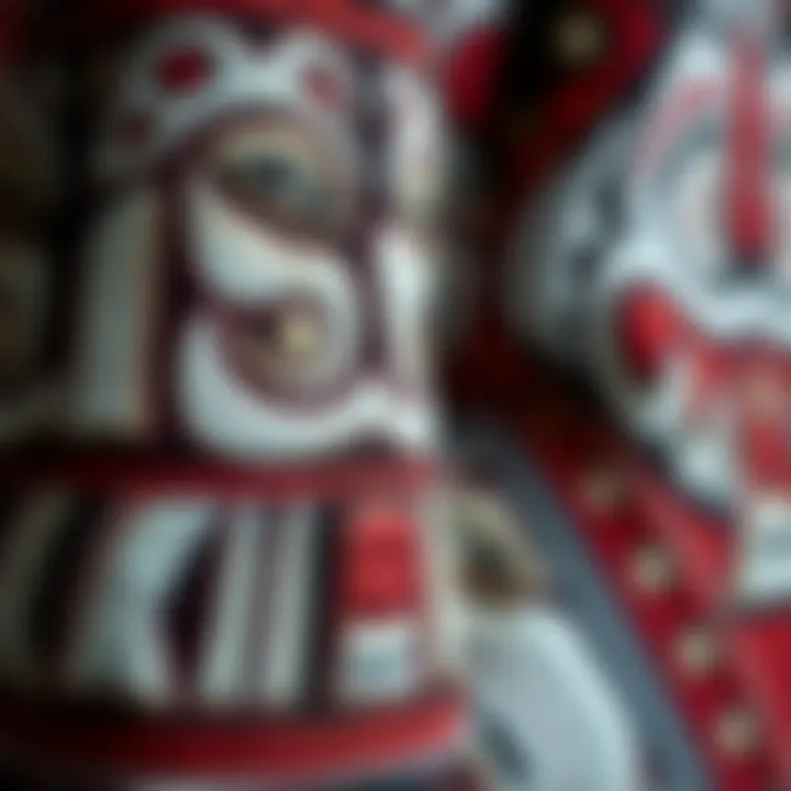 Artistic Representation of Totemic Symbols An artistic representation of totem symbols woven into fabric, illustrating cultural heritage