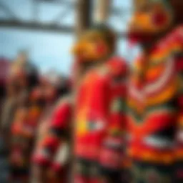 A vibrant display of traditional totem clothing showcasing intricate patterns and symbols