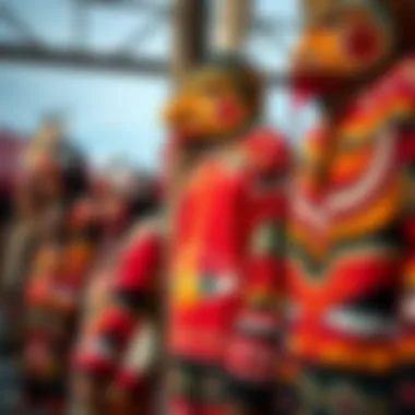 Traditional Totem Clothing Patterns A vibrant display of traditional totem clothing showcasing intricate patterns and symbols