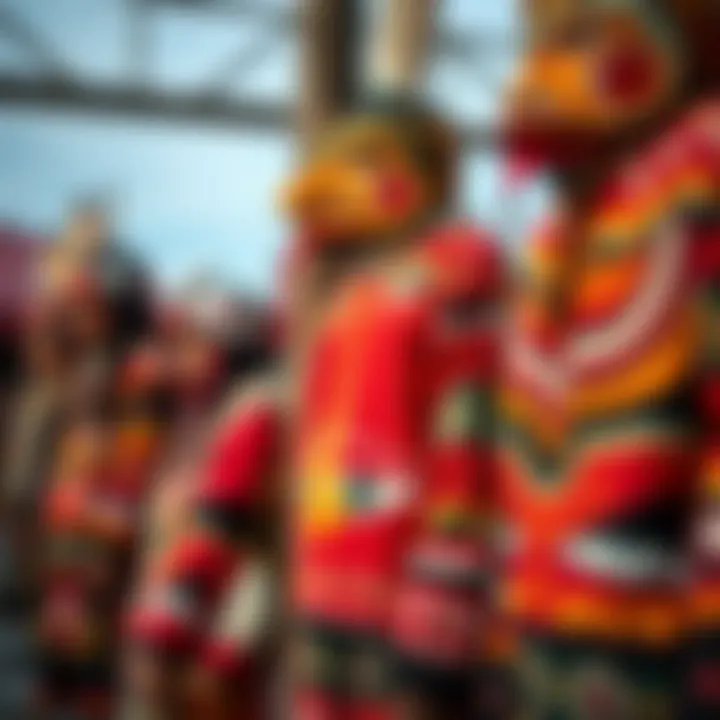 Traditional Totem Clothing Patterns A vibrant display of traditional totem clothing showcasing intricate patterns and symbols