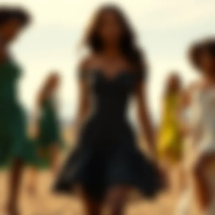 Diverse Models in Flared Hem Dress A variety of body types modeling the flared hem dress