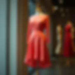 A stylish flared hem dress displayed on a mannequin
