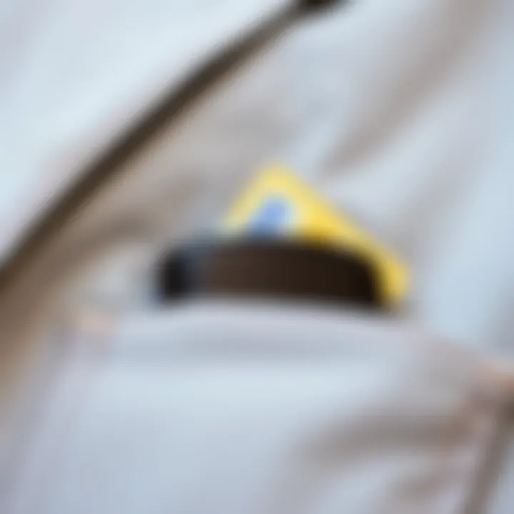 Minimalist Aesthetic Close-up of a minimalist front pocket credit card holder with cards