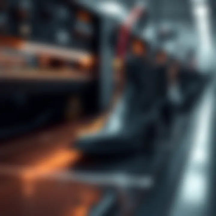 High-Tech Equipment for Footwear Printing Close-up of a high-tech printing machine used for footwear