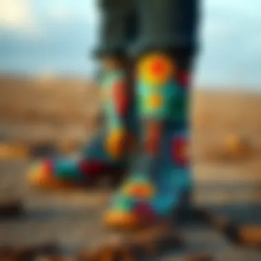 Vibrant Patterns in Boots Printing Innovative boots printing design showcasing vibrant colors and patterns